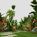 Tropical Rainforest Themed Floral Installation With Archway Green Plants And Hanging Foliage