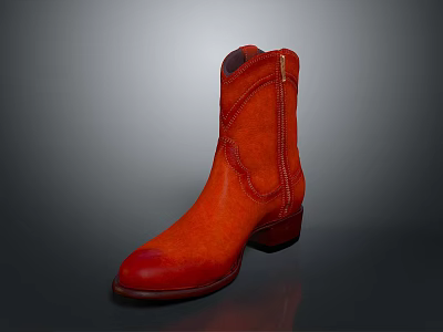 Stylish Red Leather Ankle Boots For Everyday Wear With Comfortable Design 3d model