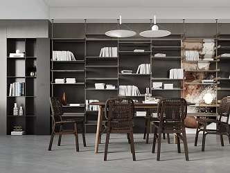 Modern Restaurant Dining Table and Chair Chandelier 3d model