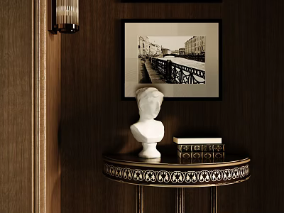 European-style American-style Half-moon Table Hanging Picture Wall Lamp Side Table 3d model