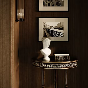 European-style American-style Half-moon Table Hanging Picture Wall Lamp Side Table 3d model