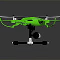 Green Quadcopter Drone With Four Propellers Protective Frames And Black Landing Gear 3d model
