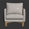 Modern Light Gray Single Seater Sofa with Armrests and Wooden Legs Design
