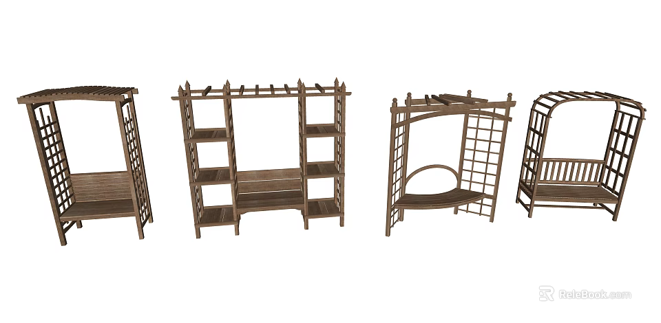 Wooden Outdoor Chairs With Various Designs And Sturdy Structures For Garden Use 3d model 