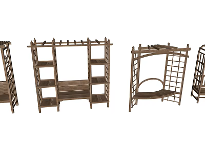 Wooden Outdoor Chairs With Various Designs And Sturdy Structures For Garden Use 3d model