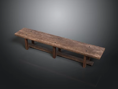 Rustic Wooden Bench With Natural Grain Simple Design For Home Furniture 3d model