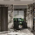 Modern Elegant Bathroom Interior With Marble Walls Black Basins Mirrors And Vanity