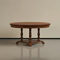 Round Wooden Dining Table With Carved Legs In Simple Interior Setting 3d model