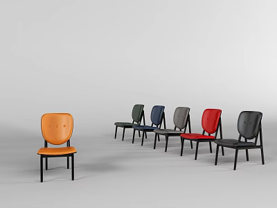 Various Colored Modern Dining Chairs With Sleek Design Black Legs Arranged In A Row 3d model