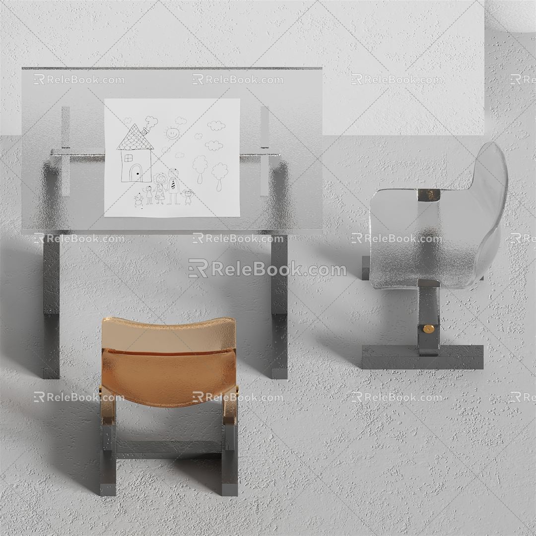 Modern Children's Tables and Chairs Transparent Acrylic Children's Tables and Chairs 3d model