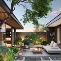 Courtyard Home Courtyard Villa Courtyard Waterscape Courtyard Landscape Leisure Courtyard Garden 3d model