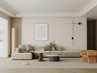 modern living room cream living room 3d model