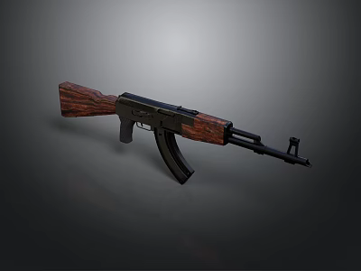 Military Style Assault Rifle Featuring Wooden Stock Handguard And Black Metal Parts 3d model