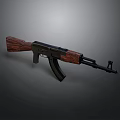 Military Style Assault Rifle Featuring Wooden Stock Handguard And Black Metal Parts