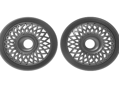 Two Round Intricate Carved Decorative Pieces With Detailed Lattice Patterns For Home Decor 3d model