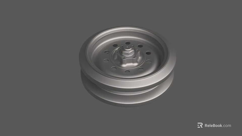 Shiny Metal Wheel Rim With Polished Surface Center Hub And Bolt Holes 3d model 