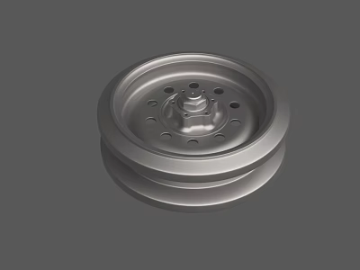 Shiny Metal Wheel Rim With Polished Surface Center Hub And Bolt Holes 3d model