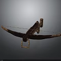 Ornate Carved Bow With Intricate Patterns And Golden Accents Design