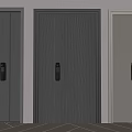Modern Security Doors With Vertical Stripes And Electronic Locks In Various Colors 3d model