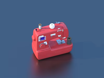 Red Portable Household Sewing Machine With Digital Display And Bobbin 3d model