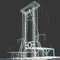 Historical Weapon Guillotine With Wooden Frame And Metal Blade Execution Device