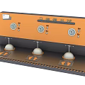 Creative Art Installation With Orange Panel Gauges And Hanging White Spheres Displayed In Multiple Angles