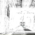 Futuristic Elevator Corridor With Industrial Metal Walls Ceiling Panels And Floor Lines