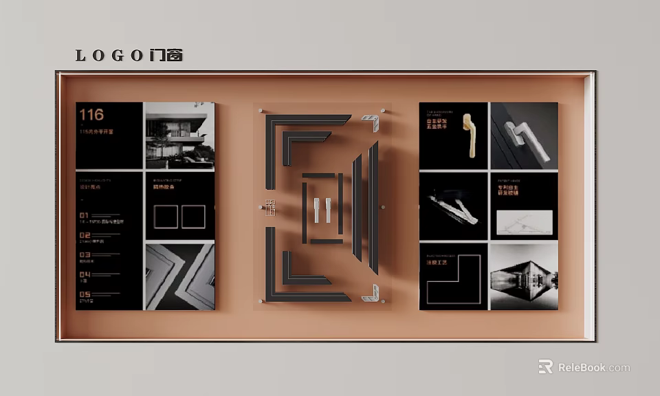 Door and Window Photo Wall Showcasing Frames Hardware Parts and Structure Designs 3d model
