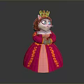 Royal Cat Princess Wearing Golden Crown Pink Dress With Yellow Patterns And Crossed Hands