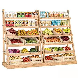 Modern supermarket vegetable fruit shelf display rack 3d model