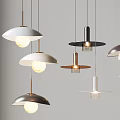 Elegant Modern Pendant Lights With Diverse Shapes Metallic Frames And Globe Bulbs 3d model