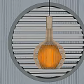Elegant Modern Golden Woven Chandelier With Circular Slatted Background In Interior Design