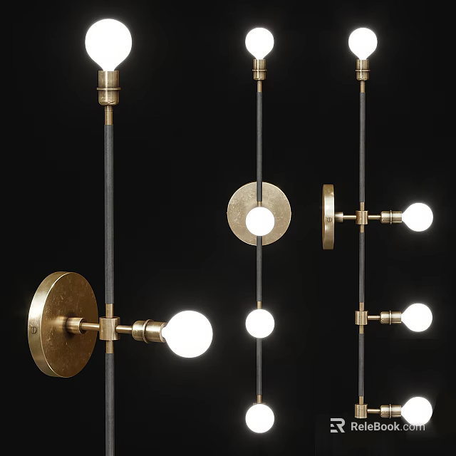 Modern Brass Wall Light With Round Bulb Multiple Designs For Home Interior Decor 3d model