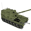 Military Armored Tank With Long Cannon Tracked Chassis And Military Gear