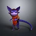 Cute Purple Fantasy Creature With Large Ears Scarf And Long Tail