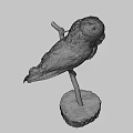 Game Movie Character Stuffed Owl Perched On Wooden Stump With Gray Background