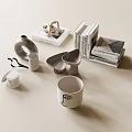 Elegant Modern Decorative Ornament Collection With Books Vases Sculptures And Tabletop Decor
