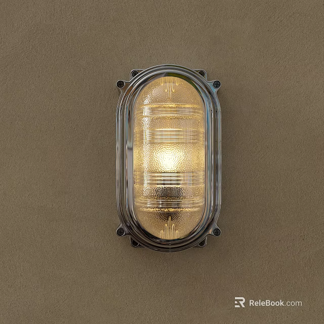 Oval Wall Sconce with Metal Frame and Transparent Shade Illuminating Warm Light 3d model 