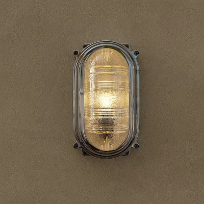 Oval Wall Sconce with Metal Frame and Transparent Shade Illuminating Warm Light 3d model