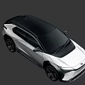 White Modern Electric SUV Car With Sleek Exterior And Black Wheels Design