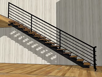 Lattice steel staircase wrought iron stair railing 3d model