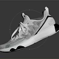 White Athletic Shoes With Mesh Upper Black Accents Lace Up And Sleek Sole