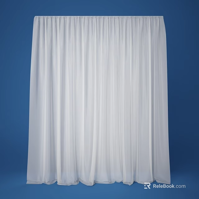 White Curtains Soft Lightweight Fabric Against Blue Background Elegant Home Decor 3d model 
