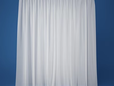 White Curtains Soft Lightweight Fabric Against Blue Background Elegant Home Decor 3d model