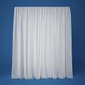 White Curtains Soft Lightweight Fabric Against Blue Background Elegant Home Decor