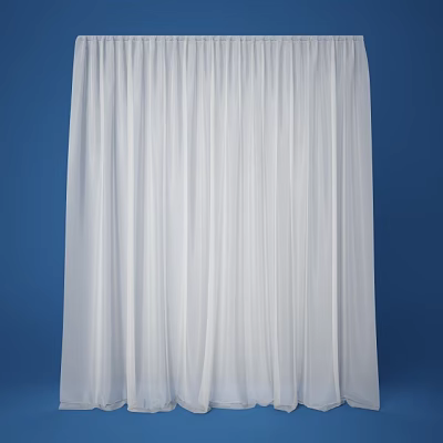 White Curtains Soft Lightweight Fabric Against Blue Background Elegant Home Decor 3d model