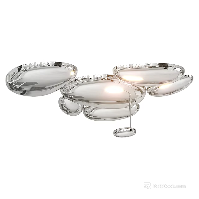 Elegant Modern Glass Chandelier With Multiple Illuminated Shades And Chrome Frame 3d model 