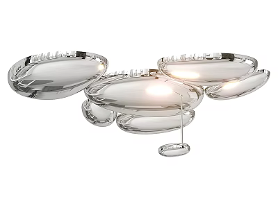 Elegant Modern Glass Chandelier With Multiple Illuminated Shades And Chrome Frame 3d model