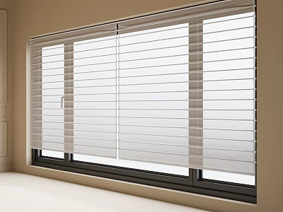 White Horizontal Slat Window Blinds For Modern Light Room Interior Design 3d model