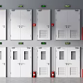 Different Types of Fire Doors with Emergency Exit Signs Fire Extinguishers and Hydrant Cabinets
